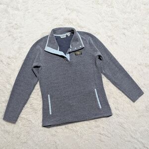 Y2K L.L. Bean Blue Tumbled Sherpa 1/4 Snap Pullover Sweater Size XS Petite